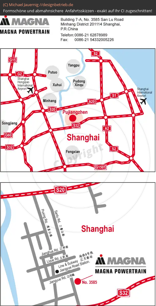 Wegbeschreibung Shanghai / China (Übersichtskarte und Detailkarte) MAGNA Powertrain (220)
