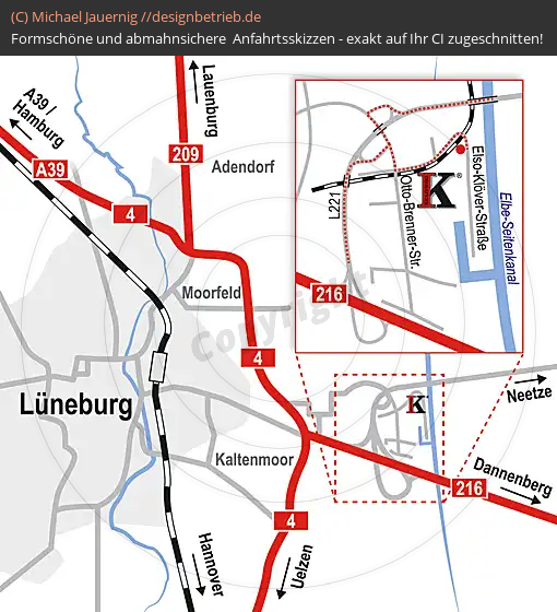 Wegbeschreibung Lüneburg KRAJEWSKI GmbH & Co. Feuerschutz KG (307)