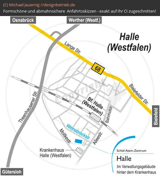 Wegbeschreibung Halle (Westfalen) Schlaf-Atem-Zentrum Löwenstein Medical GmbH & Co. KG (500)
