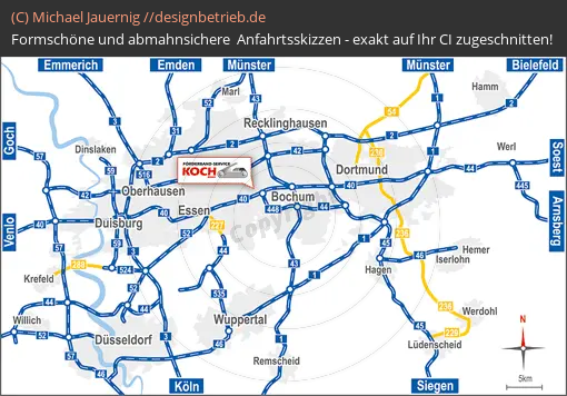 Wegbeschreibung Bochum Großraum Übersichtskarte | Förderbandservice Koch (810)