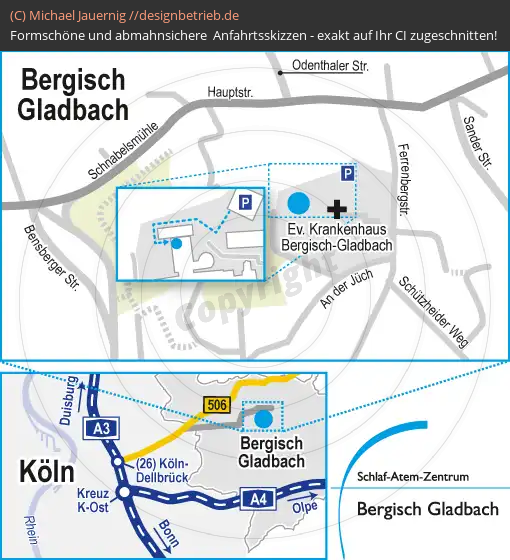 Wegbeschreibung Bergisch-Gladbach Schlaf-Atem-Zentrum Löwenstein Medical GmbH & Co. KG (445)