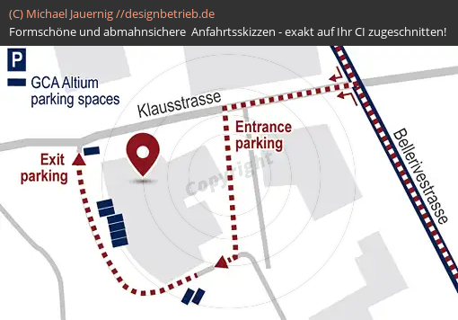Wegbeschreibung Zürich (Klausstrasse) Detailkarte (Parkplatz-Zoom) GCA Altium (511)