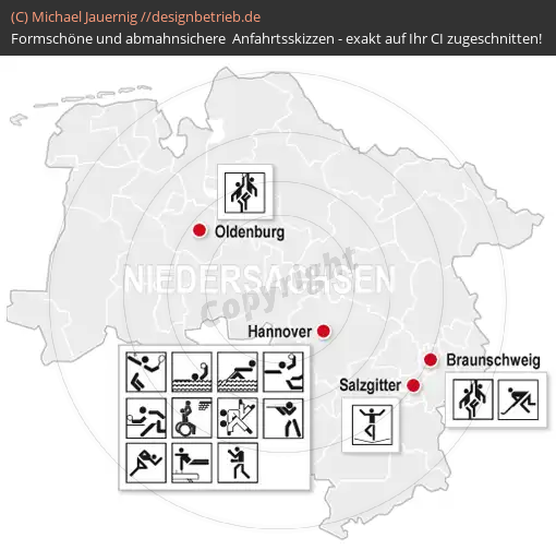 Wegbeschreibung Niedersachsen Übersichtskarte LandesSportBund Niedersachsen e.V. (577)