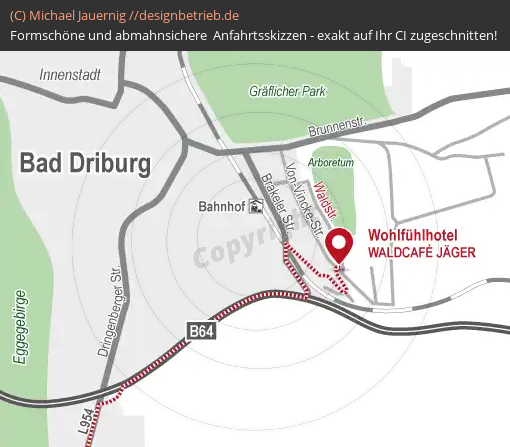 Wegbeschreibung Bad Driburg (Detailkarte) WOHLFÜHLHOTEL DER JÄGERHOF (612)