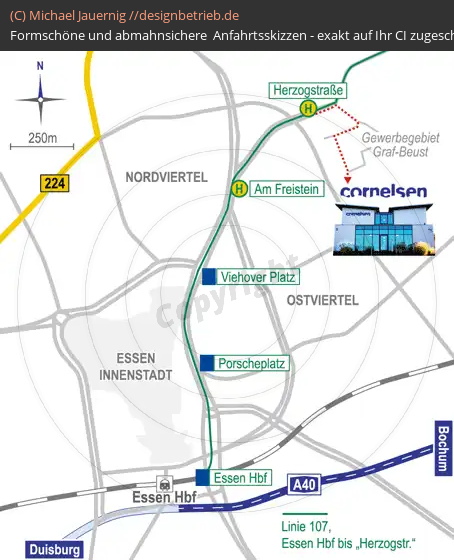 Wegbeschreibung Essen ÖPNV-Verbindung | Cornelsen Umwelttechnologie GmbH (661)