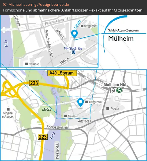 Wegbeschreibung Mülheim an der Ruhr Schlaf-Atem-Zentrum | Löwenstein Medical GmbH & Co. KG (695)