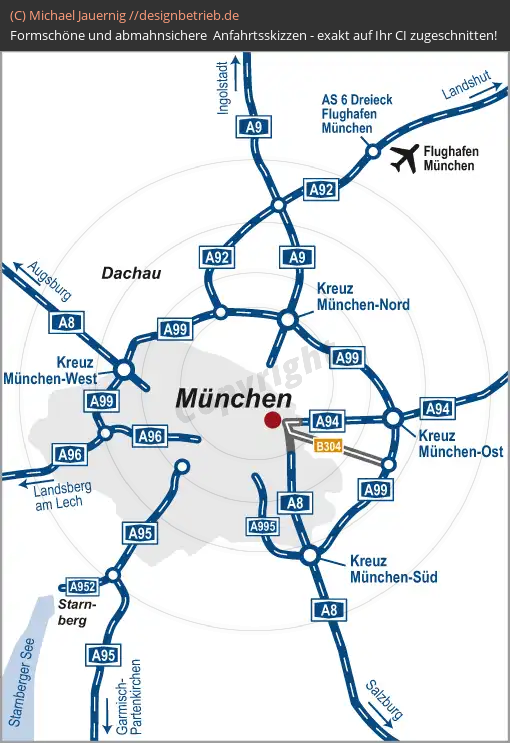 Wegbeschreibung München Übersichtskarte | LÖNNER MARKETING (784)