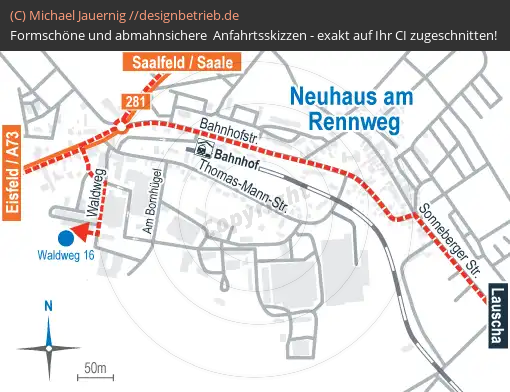 Wegbeschreibung Neuhaus am Rennweg Detailskizze | Röchling Medical Solutions SE (800)